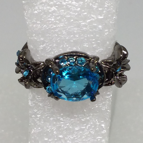 Luny's Emporium Jewelry - Women's Size 9 Gothic Darkness Blue Zircon Ring Luny's Emporium Jewelry - Women's Size 9 Gothic Darkness Blue Zircon Ring